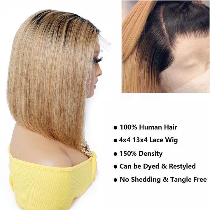 13x4-straight-honey-blonde-1b27-short-bob-lace-frontal-human-hair-wigs-for-women-4x4-transparent-closure-wig-indian-remy-hair-hot-sell-tool-center