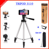 Tripod 3 chân điện thoại máy ảnh 3110, Tặng kèm kẹp điện thoại và túi vải, Giá đỡ chụp hình,quay phim 3 chân,sử dụng dễ dàng và tiện lợi phukien29