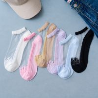 6 Pairs New Arrivals Women Socks Spring Summer Flower Lace Short Socks Soft Silk Thin Transparent Socks Solid Cute Ankle Socks