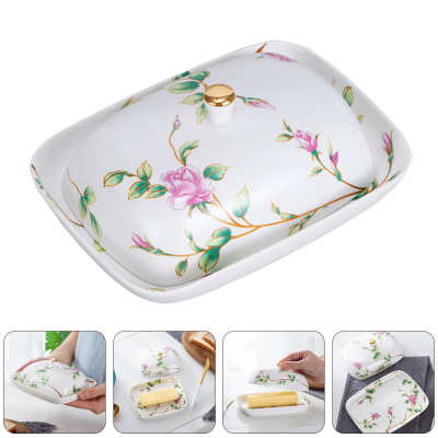 1pc Rose Ceramic Plate Dessert Plate Cheese Butter Box Delicate Food Plate