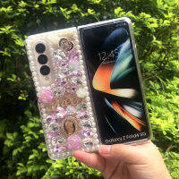 เคสโทรศัพท์รูปมงกุฎพลอยเทียมสุดหรูสำหรับ Samsung Galaxy Z Fold 5 4 3 2ฝาหลังแบบใสเพชรไข่มุกดอกไม้ DIY สำหรับ Z Flip 5 4 3 2