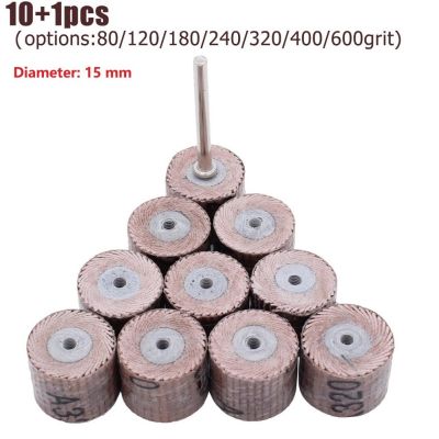 【LZ】✧▩  10Pcs Flap Wheel Sandpaper Sanding Disc 15mm For Rotary Tool 80-600 Grit Grinding Polishing Abrasive Accessories