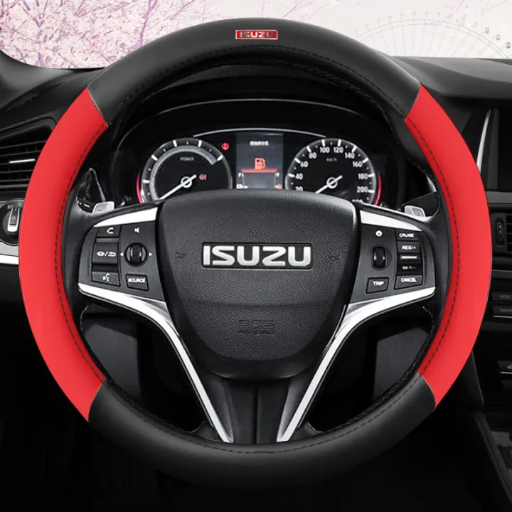 38cm Leather Car Steering Wheel Cover For Isuzu D Max Trooper Rodeo Mux