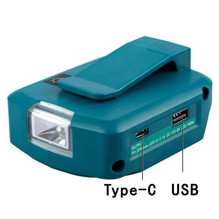 for-makita-adp05-14-4v-18v-lion-battery-usb-type-c-converter-port-with-led-light-spotlight-outdoor-light-for-makita