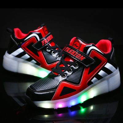 AAA+ Super Quality LED Roller Shoes รองเท้าสเก็ต 1 ล้อ มีสวิตปิด-เปิดไฟ รองเท้ามีล้อ 30-40 boys and girls sneaker