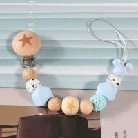 Handmade Silicone Baby Wooden Dummy Pacifier clip Safe Teething Chain Teether Pacifier chains Holder Chain Clips Pins Tacks