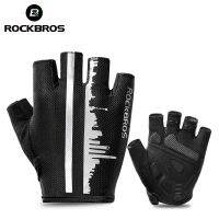 hotx【DT】 ROCKBROS Cycling Half Gloves Anti-slip Breathable Men Anti-sweat Reflective