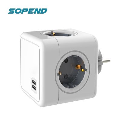 【NEW Popular】 Sopend Eu Plug Multipprise Overload Protection Network FilterStrip4 Way 4 Outlet 25V 2.1APlug สำหรับ Home