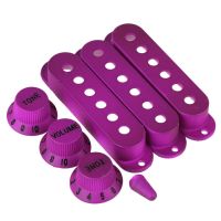 Guitars 6 Hole Single Coil Pickup Cover &amp; 1V2T Knob Switch Tip Set of 3 Purple