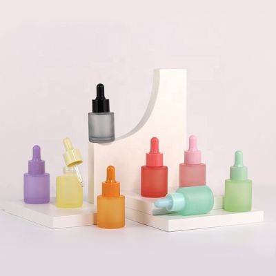 【YF】✚♛  Wholesale 20ml Flat Shoulder Glass Dropper Bottle Small  20 Ml Frosted Serum