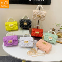 Childrens Jelly Bag Fashionable Portable Small Bag Spring and Summer New Fashionable Lovely Pearl Chain Shoulder Crossbody Bag