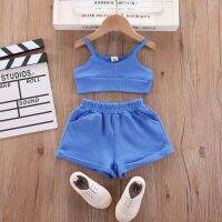 Girls Clothing Sets Solid Vests &amp; Shorts 2 Pcs Summer Fashion T-Shirts For Children Kids Outfits Party Clothes