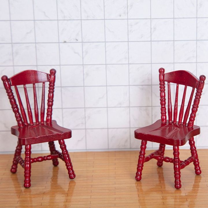 1-12มินิเฟอร์นิเจอร์ไม้จำลองโต๊ะกาแฟเก้าอี้โมเดลจิ๋วสำหรับตกแต่งบ้านตุ๊กตา