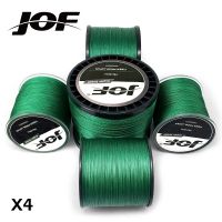 JOF 4เส้น100ม. 300ม. 500ม. 1000เอ็นตกปลาถัก PE สีเขียวทะเลน้ำเค็มตกปลาสานพลังสูง JOF