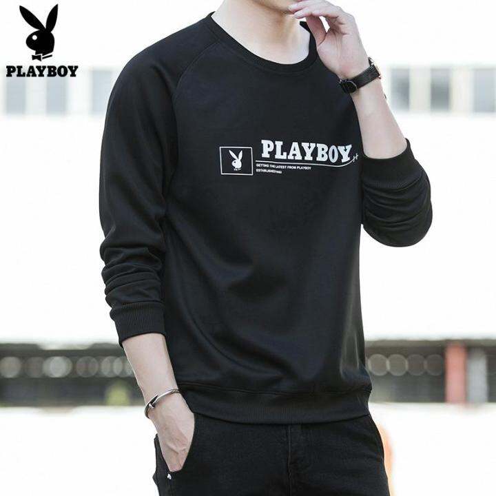 hnf531-play-boy-เสื้อกันหนาวผู้ชายฤดูใบไม้ร่วง-2019-ใหม่รอบคอหลวมสบายๆเกาหลีแขนยาวเสื้อยืดชายอินเทรนด์เสื้อกันหนาว