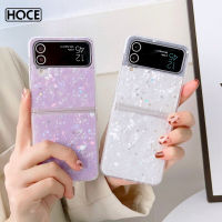 เคสโทรศัพท์มีลายเปลือกมันวาวยอดนิยมสำหรับ Samsung Z พลิก5 Z พลิก4 Z พลิก3 5G Zflip3 Zflip4 Zflip5 TPU นุ่มกันกระแทกฝาครอบป้องกัน