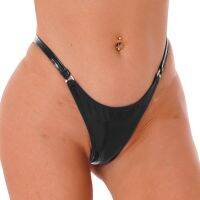 【cw】 Wetlook G string Panties Low Waist Buckle Patent Leather Thongs Briefs