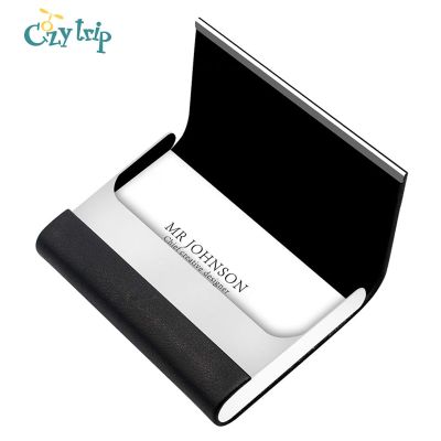 【CW】☃✆  Luxury Leather Business Card Holder with Magnetic Buckle Name Credit ID