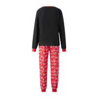 Family Matching Pajamas Sets Black Long Sleeve Christmas Tree Print Tops + Letter Print Pants Autumn Home Sleep Wear Clothes