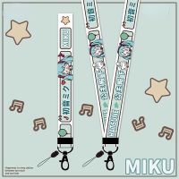 Anime Lucu Gadis Hati Gaya Ins Hatsune Miku Ponsel Lanyard Menggantung Tali Leher Tali Pergelangan Tangan Pendek U Disk Kunci Tali Antihilang