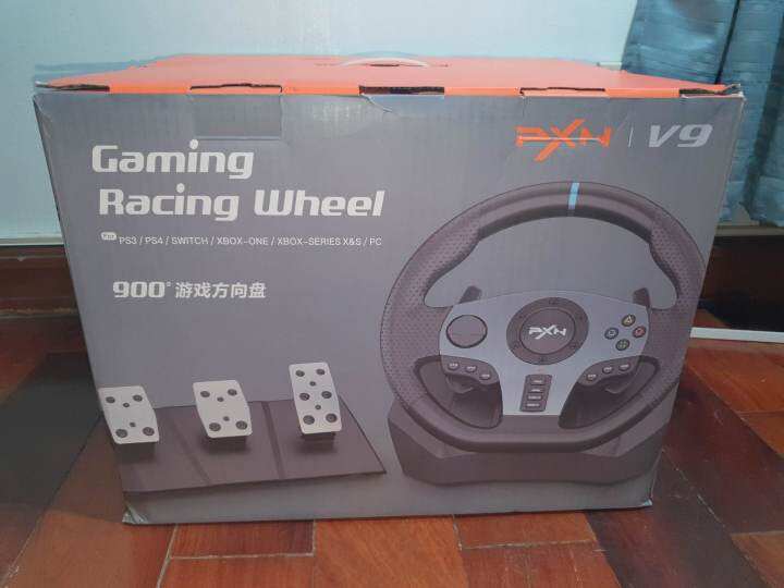 PXN V9 PC Driving Wheel, 900 Degree Vibration Racing Steering Wheel Set with Clutch and Shifter