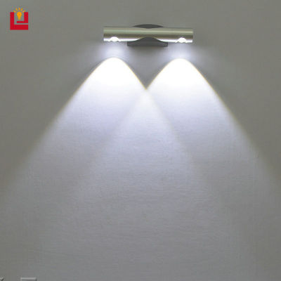 YONUO โคมไฟ LED หัวคู่360 ° เปิดโคมไฟติดผนังโคมไฟข้างเตียงห้องไฟตกแต่งผนังพื้นหลังโคมไฟอลูมิเนียมสีขาว ไฟติดผนัง ไฟข้างเตียง