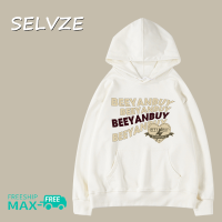 SELVZE เสื้อสเวตเตอร์มีฮู้ดขนาดใหญ่สำหรับผู้หญิงลายตัวอักษรความรักสำหรับฤดูใบไม้ร่วง MODE Korea