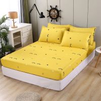 New 1pcs Bed Sheet with Pillowcase Geometric Printed Mattress Protector Cover With Elastic Band Fitted Sheet Set(no pillowcases)