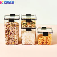 KUNBEI Plastic Storage Jar Kitchen Food Container Refrigerator Storage Box Candy Box Spice Transparent Round Sealed Jar