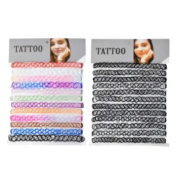 Black Metallic Tattoo Choker Necklaces - 3 Pack | Claire's US