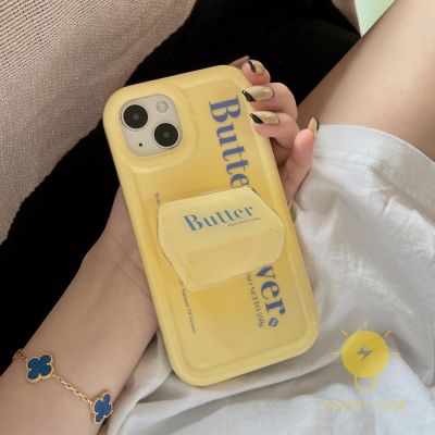 For เคสไอโฟน 14 Pro Max [Butter IMD with Pop Stand] เคส Phone Case For iPhone 14 Pro Max Plus 13 12 Mini 11 X XS Max XR SE 8 7 For เคสไอโฟน11 Ins Korean Style Retro Classic Couple Shockproof Protective TPU Cover Shell