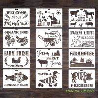 12 Pcs Farm Theme Painting Stencils Reusable Farmhouse Drawing Templates for Home Dining Room Wall DIY Lovers Women Men