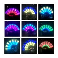 （koko party supplies） พัดลมเรืองแสงสำหรับไฟ LED ในปาร์ตี้,พัดลมเรืองแสงพัดไฟ LED พัดจีนการแสดงบนเวที DJ Show งานแต่งงาน