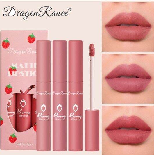 3pcs Set] Matte Velvet Lip Gloss Waterproof Smooth Long Lasting