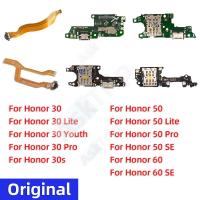 Bahagian Bawah Asal Mengecas USB Tarikh Dok Mikropengecas Kabel Flex untuk Honor View 30 50 60 Lite Pro SE 30S Bahagian Efon