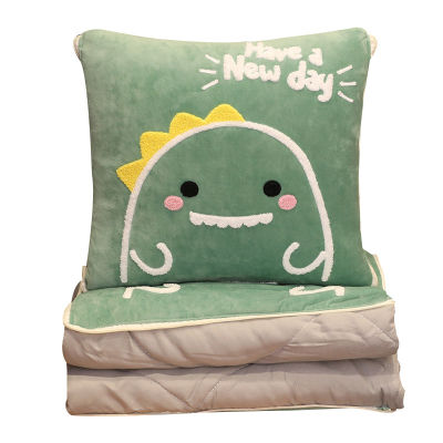 Cartoon Animal Pillow Blanket Car Cushion Air Conditioning Quilt For Office Nap Dual-Use Summer Cool Quilt Sofa Decor Cushion