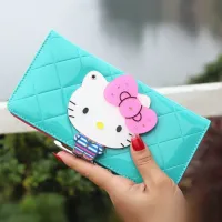 【☸2023 New☸】 ehun8 กระเป๋าเงินกระเป๋าสตางค์หนังยาวลาย Hello Kitty สำหรับผู้หญิง Carteira Feminina Couro Femme 40