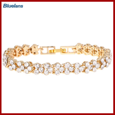 Bluelans®Rhinestone ฝังสร้อยข้อมือผู้หญิงกำไลข้อมือปรับขนาดได้สำหรับปาร์ตี้ครบรอบ