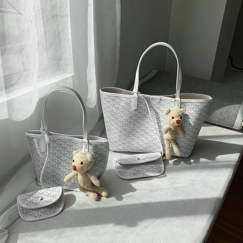 ✟☑ goyard tote bag 2020 New Female Large-Capacity Dog Tooth Vegetable  Basket One-Shoulder Portable