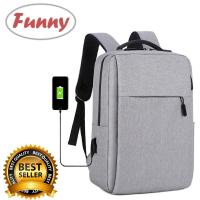 Funny.Shop Multifunction USB charging แฟชั่นกระเป๋าเป้สะพายหลังสำหรับผู้ชาย แล็ปท็อป Men Laptop Backpack