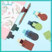 COOLEAF 4PCS ปรับได้ แบบพกพา เครื่องเขียน สมุดบันทึก คลิปปากกาหนัง ที่ใส่ปากกาแบบมีกาวในตัว วงยืดหยุ่น