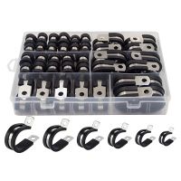 Cable Clamp Assortment Kit Stainless Steel Cushioned Insulated Cable Clamp Automotive Wire Pipe Clamp