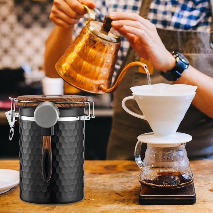 กระป๋องกาแฟ-airtight-ขวดอาหารสแตนเลสพร้อมช้อนภาชนะในครัว-airtight-คอนเทนเนอร์สำหรับถั่ว-grounds-แป้งชา