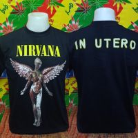 เสื้อวง NIRVANA วงร็อค ไม่มีตะเข็บข้าง คอฟิต ป้ายUS เสื้อวินเทจ เสื้อทัวร์ วงร็อคต่างประเทศ