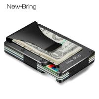 NewBring Metal Mini Money Clip Brand Fashion Black White Credit Card ID Holder With RFID Anti-thief Wallet Men Card Holders