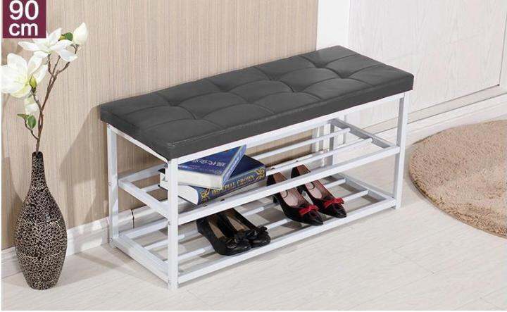 high-speed-shoe-rack-shoe-rack-with-seat-black-dark-blue-pu-leather-length-90-30-45-cm-2-layer-style