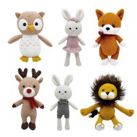 Ins Handmade Rabbit Bunny Fox Lion Deer Crochet Wool Doll Animal Stuffed Plush Toy Baby Soothing Baby Sleeping Plush Toy Gifts