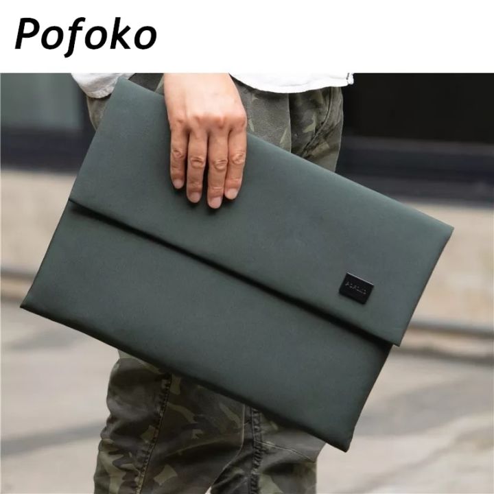 ยี่ห้อกระเป๋าคอมพิวเตอร์ขนาดพกพา-pofoko-12-13-14-15นิ้ว-นักธุรกิจชายหญิงเคสสำหรับ-macbook-แขนเสื้อกันน้ำแอร์โปรโน้ตบุ๊คพีซี-e200ดรอปชิป