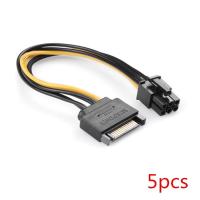 5PCS/lot SATA 15 Pin Male M to PCI e Express Card 6 Pin Female Graphics Video Card Power Cable 15cm