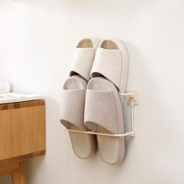 wall-mounted-shoe-rack-plastic-shoes-hanger-slippers-drain-storage-rack-shelf-shoe-hanging-holder-household-bathroom-organizer-bathroom-counter-storag
